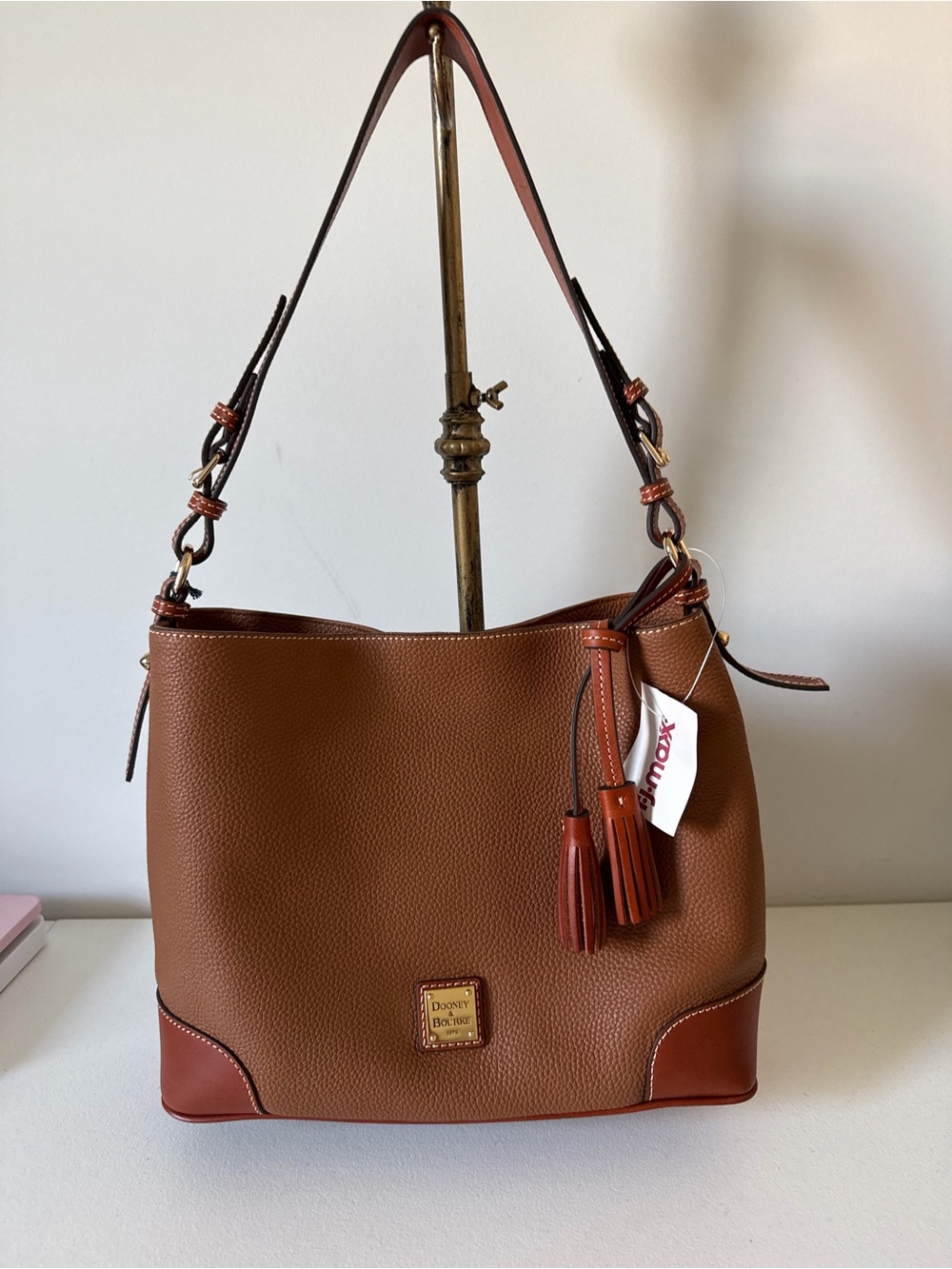 Dooney & Bourke Pebble Grain Large Sac Shoulder Bag Caramel NWT